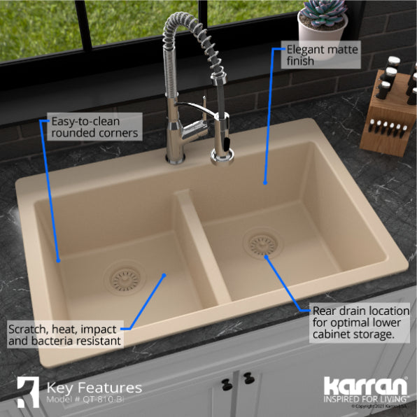 Quartz Composite Bisque Kitchen Sink Matte 6