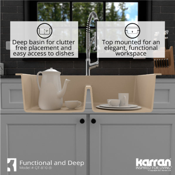 Quartz Composite Bisque Kitchen Sink Matte 8
