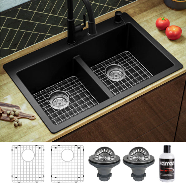 Quartz Composite Black Kitchen Sink Matte 4