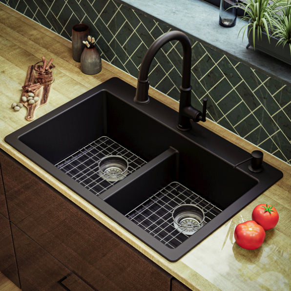Quartz Composite Black Kitchen Sink Matte 6