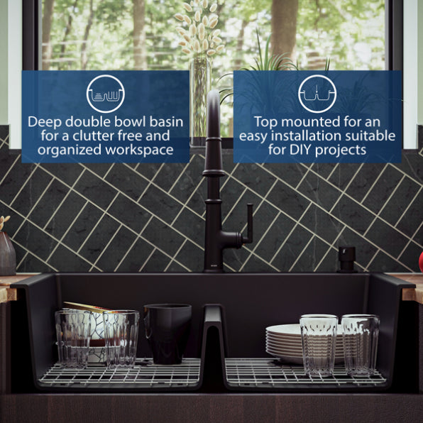 Quartz Composite Black Kitchen Sink Matte 9