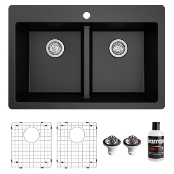 Quartz Composite Black Kitchen Sink Matte 1