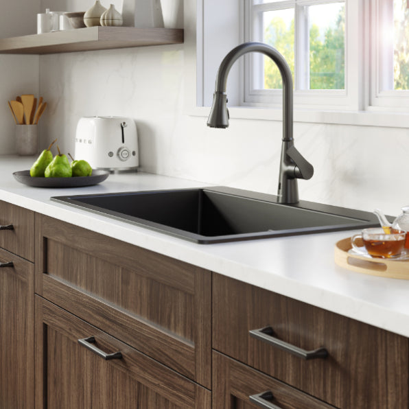 Quartz Composite Black Kitchen Sink Matte 5