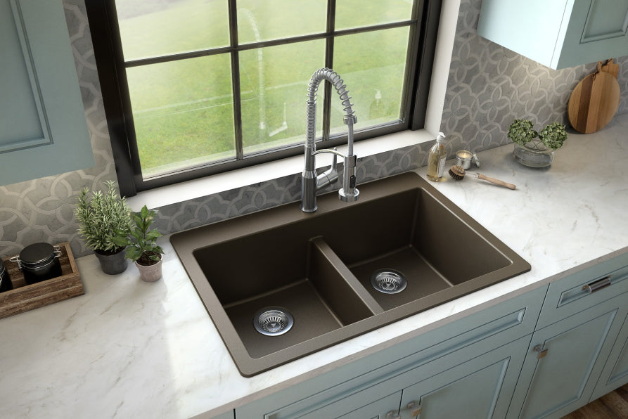 Quartz Composite Brown Kitchen Sink Matte 4