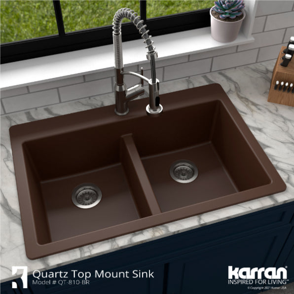 Quartz Composite Brown Kitchen Sink Matte 5