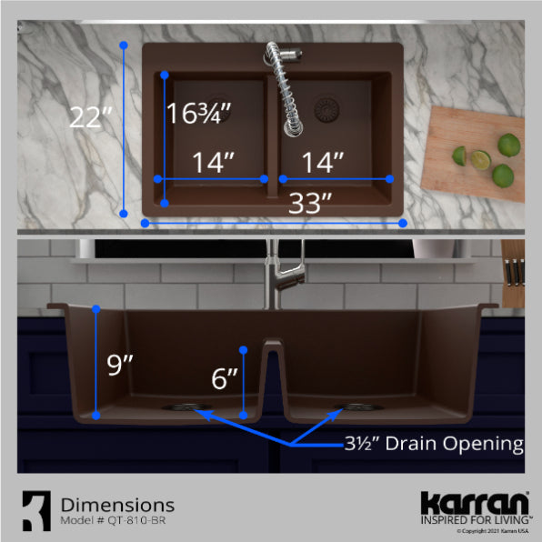 Quartz Composite Brown Kitchen Sink Matte 7