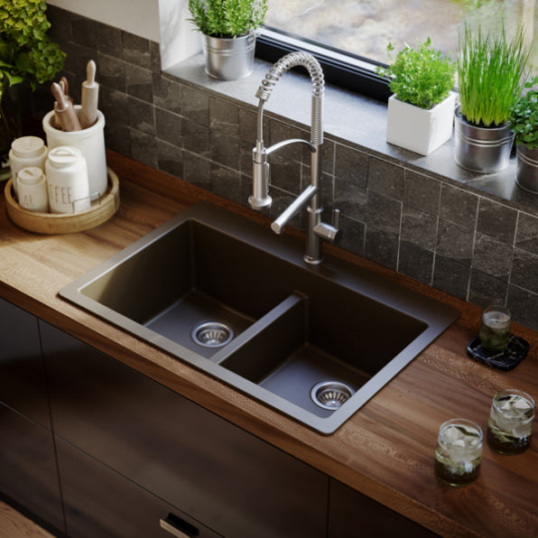 Quartz Composite Brown Kitchen Sink Matte 5