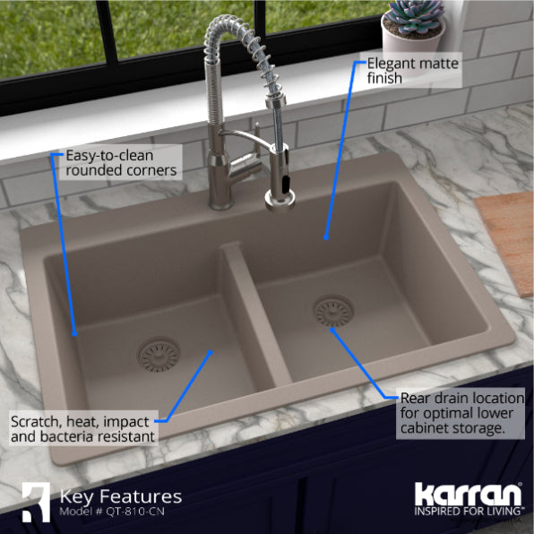 Quartz Composite Concrete Kitchen Sink Matte 6