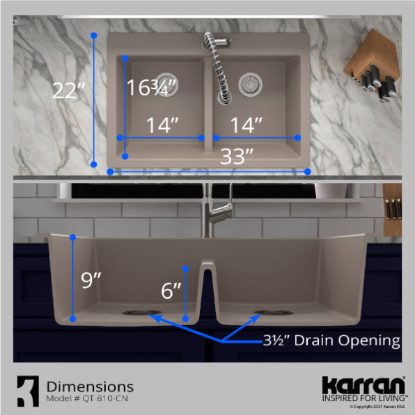 Quartz Composite Concrete Kitchen Sink Matte 7