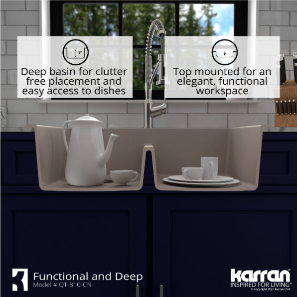Quartz Composite Concrete Kitchen Sink Matte 8