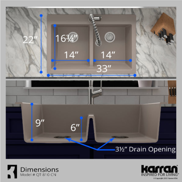 Quartz Composite Concrete Kitchen Sink Matte 7