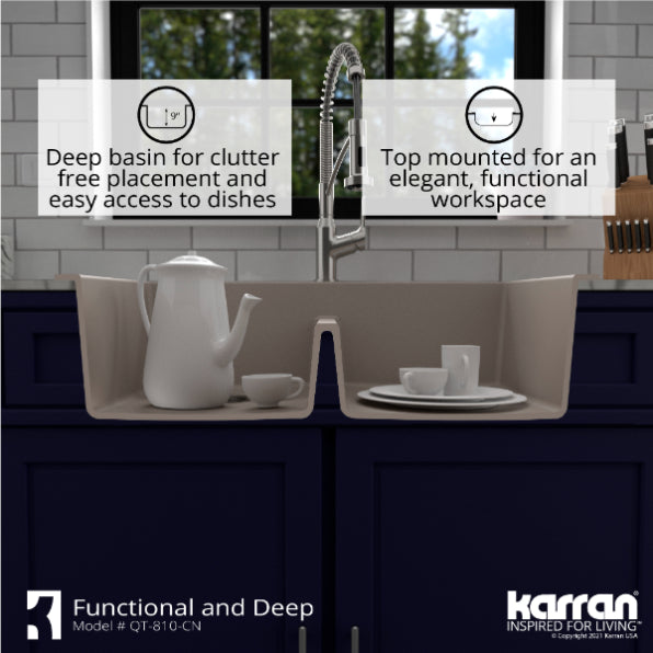 Quartz Composite Concrete Kitchen Sink Matte 8