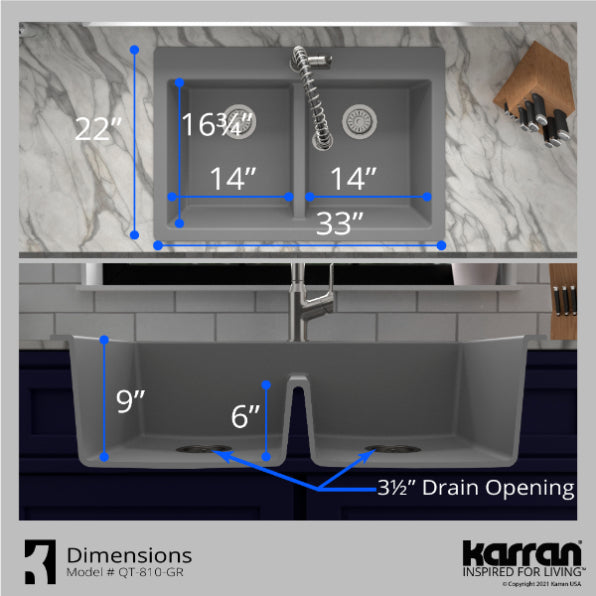 Quartz Composite Grey Kitchen Sink Matte 8