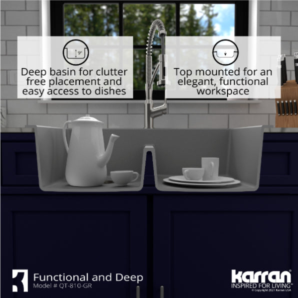 Quartz Composite Grey Kitchen Sink Matte 9
