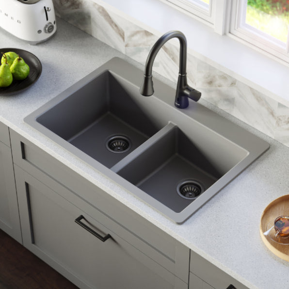 Quartz Composite Grey Kitchen Sink Matte 4