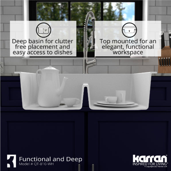 Quartz Composite White Kitchen Sink Matte 10