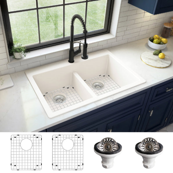 Quartz Composite White Kitchen Sink Matte 4