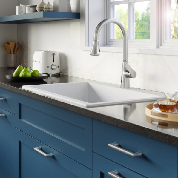 Quartz Composite White Kitchen Sink Matte 5