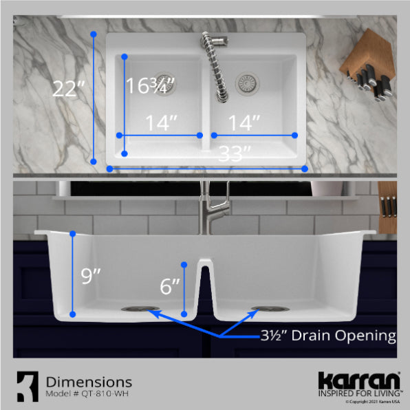 Quartz Composite White Kitchen Sink Matte 8