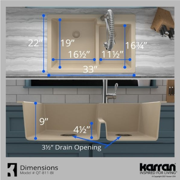 Quartz Composite Bisque Kitchen Sink Matte 7