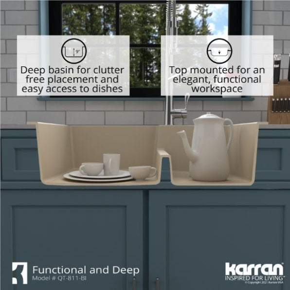 Quartz Composite Bisque Kitchen Sink Matte 8