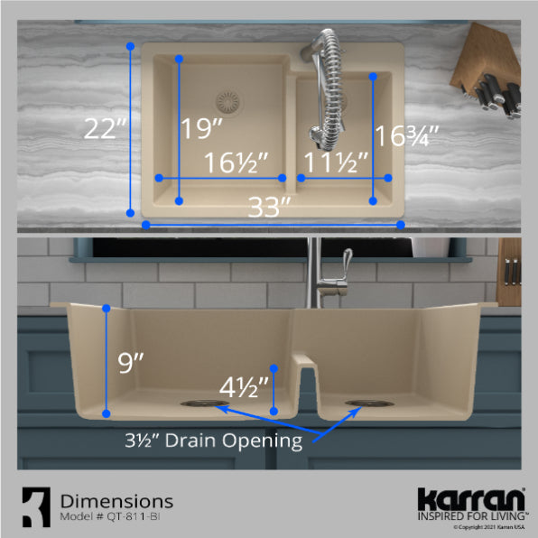 Quartz Composite Bisque Kitchen Sink Matte 7