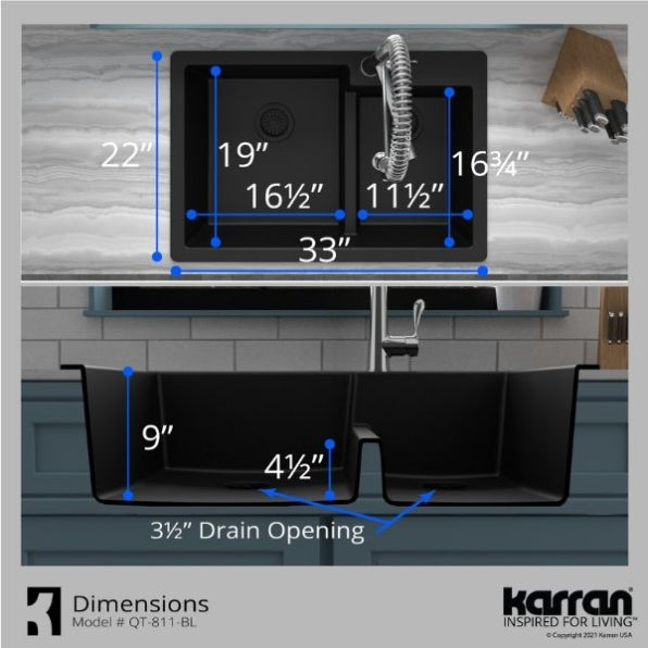 Quartz Composite Black Kitchen Sink Matte 7