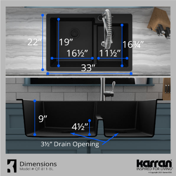 Quartz Composite Black Kitchen Sink Matte 7