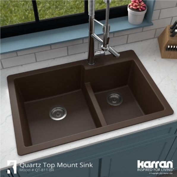 Quartz Composite Brown Kitchen Sink Matte 5
