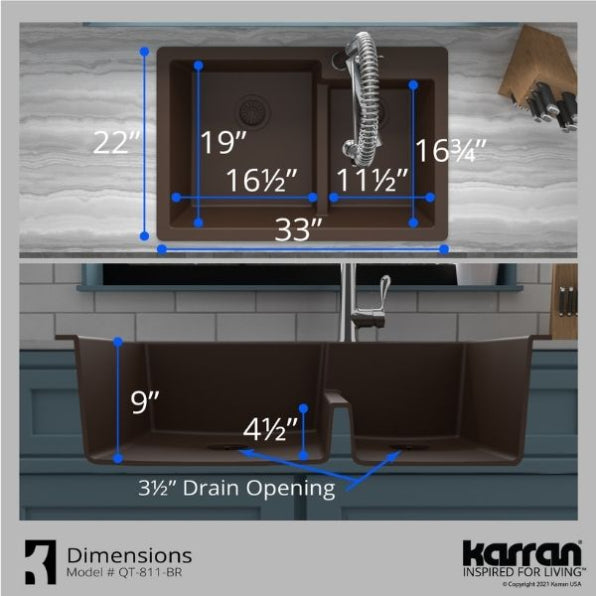 Quartz Composite Brown Kitchen Sink Matte 7