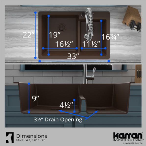 Quartz Composite Brown Kitchen Sink Matte 7