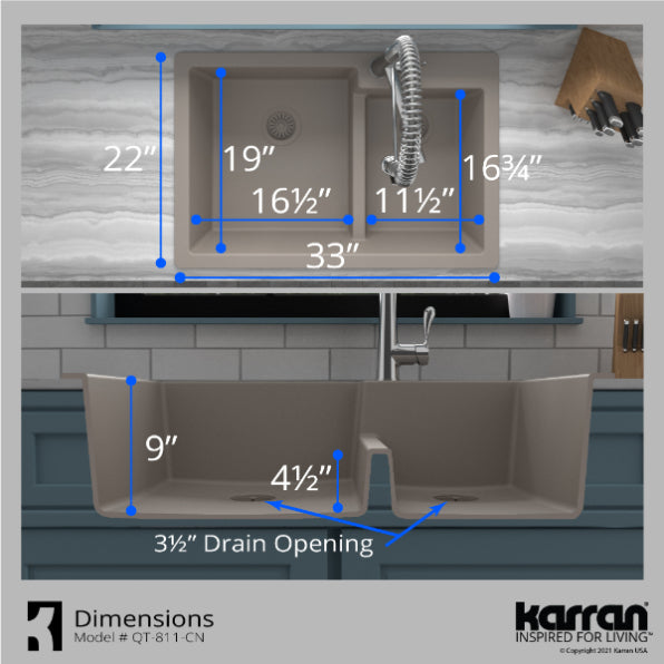 Quartz Composite Concrete Kitchen Sink Matte 7