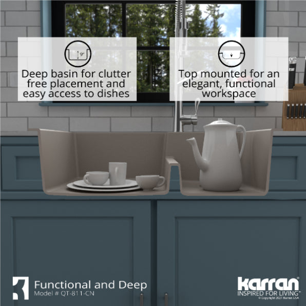 Quartz Composite Concrete Kitchen Sink Matte 8