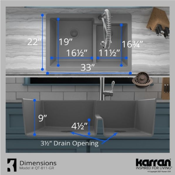 Quartz Composite Grey Kitchen Sink Matte 7