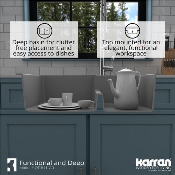 Quartz Composite Grey Kitchen Sink Matte 8