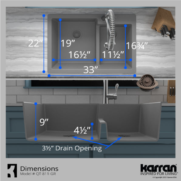 Quartz Composite Grey Kitchen Sink Matte 7