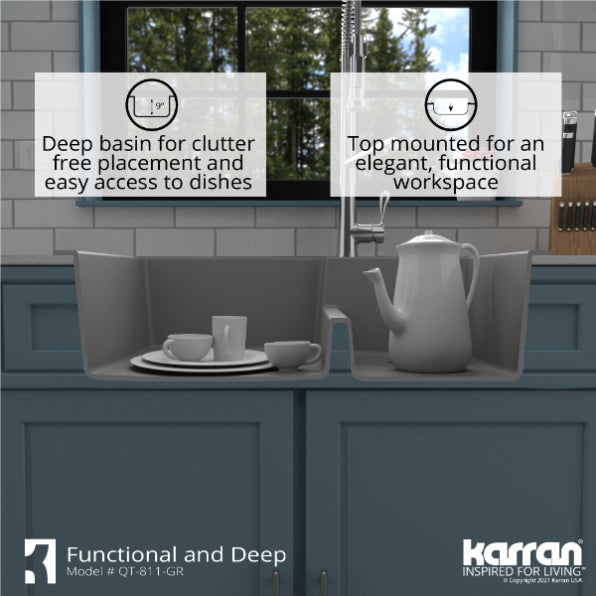 Quartz Composite Grey Kitchen Sink Matte 8