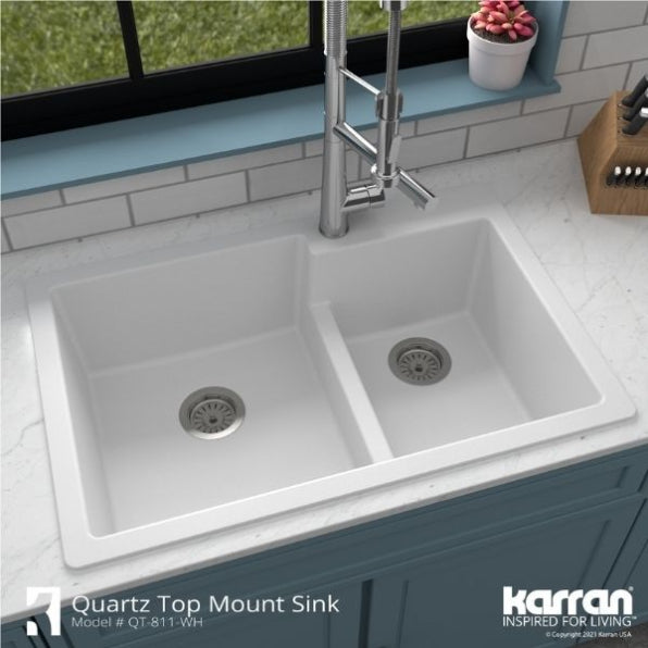 Quartz Composite White Kitchen Sink Matte 5