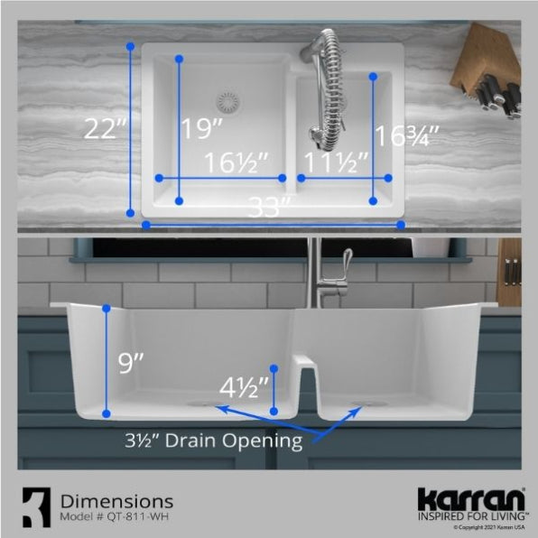 Quartz Composite White Kitchen Sink Matte 7