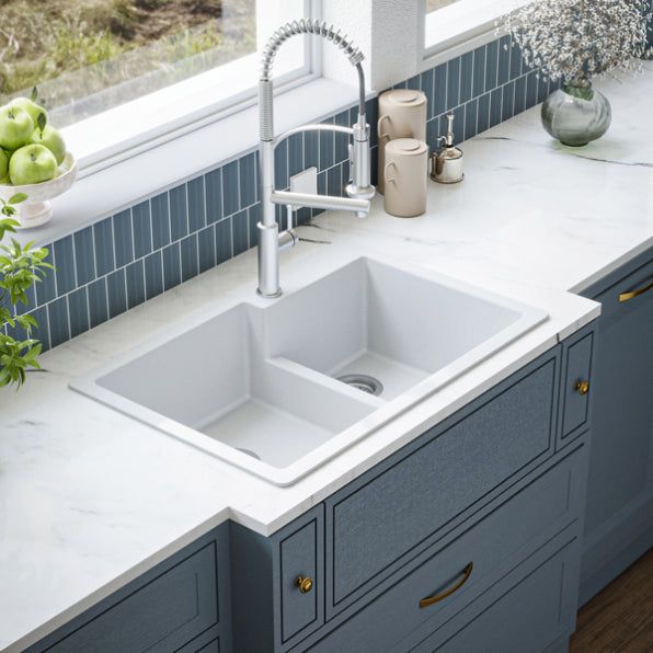 Quartz Composite White Kitchen Sink Matte 5