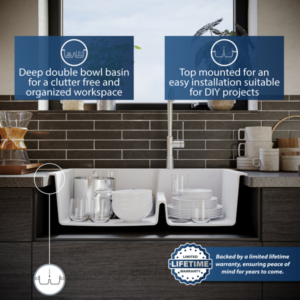 Quartz Composite White Kitchen Sink Matte 8
