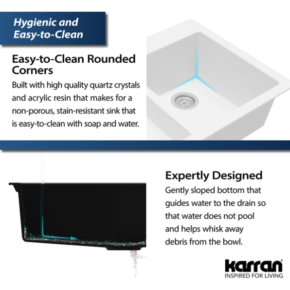 Quartz Composite White Kitchen Sink Matte 9