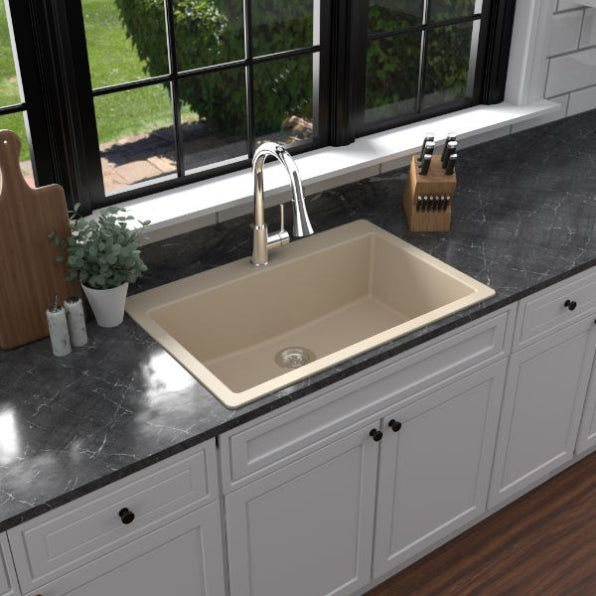 Quartz Composite Bisque Kitchen Sink Matte 4