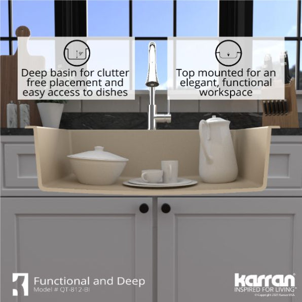 Quartz Composite Bisque Kitchen Sink Matte 8
