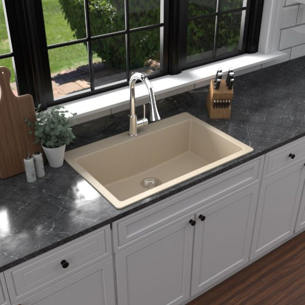 Quartz Composite Bisque Kitchen Sink Matte 4
