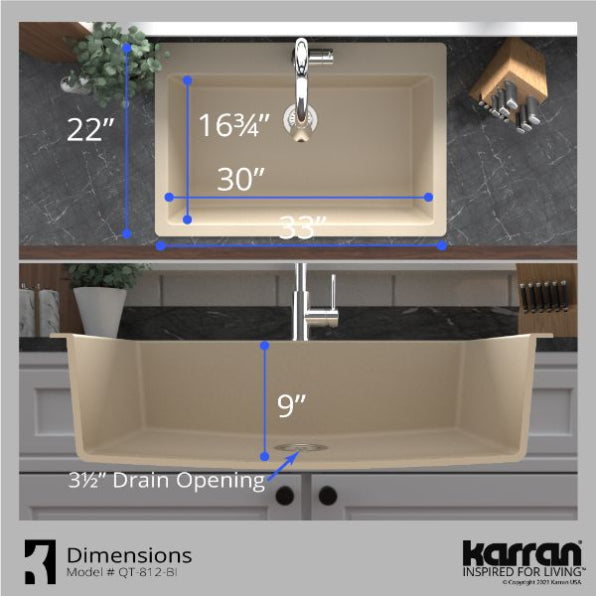 Quartz Composite Bisque Kitchen Sink Matte 6