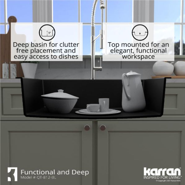 Quartz Composite Black Kitchen Sink Matte 10