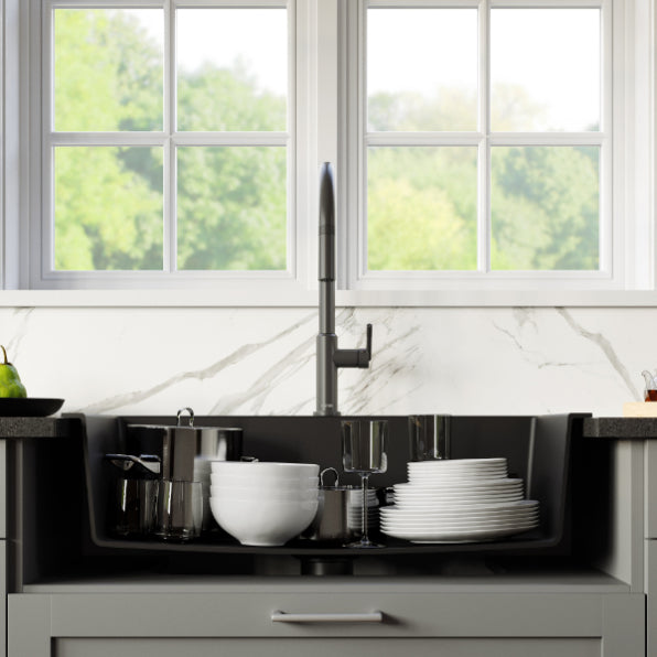 Quartz Composite Black Kitchen Sink Matte 7