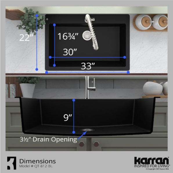 Quartz Composite Black Kitchen Sink Matte 9