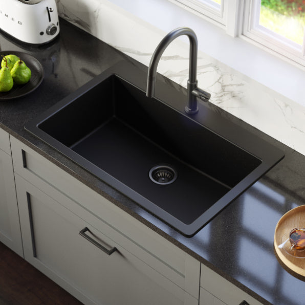 Quartz Composite Black Kitchen Sink Matte 4